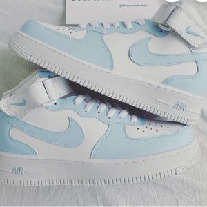 Baby blue coustom nikes air force 1